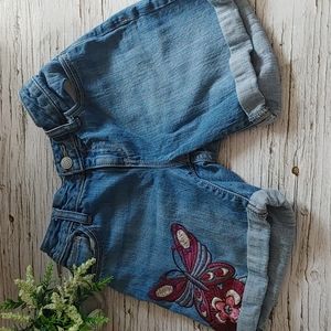 OLD NAVY Jeans blue washed off shorts with butterfly applique sz 10 girl